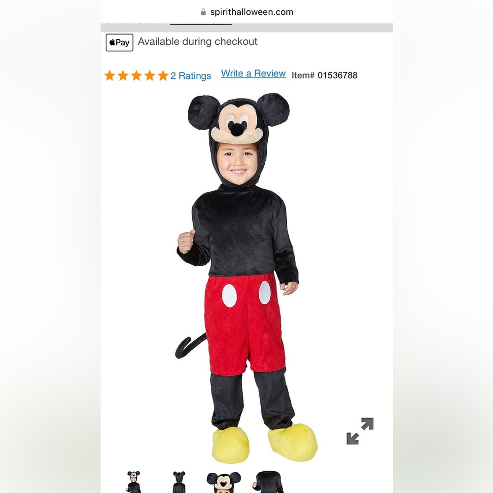 Mickey Mouse 2T costume